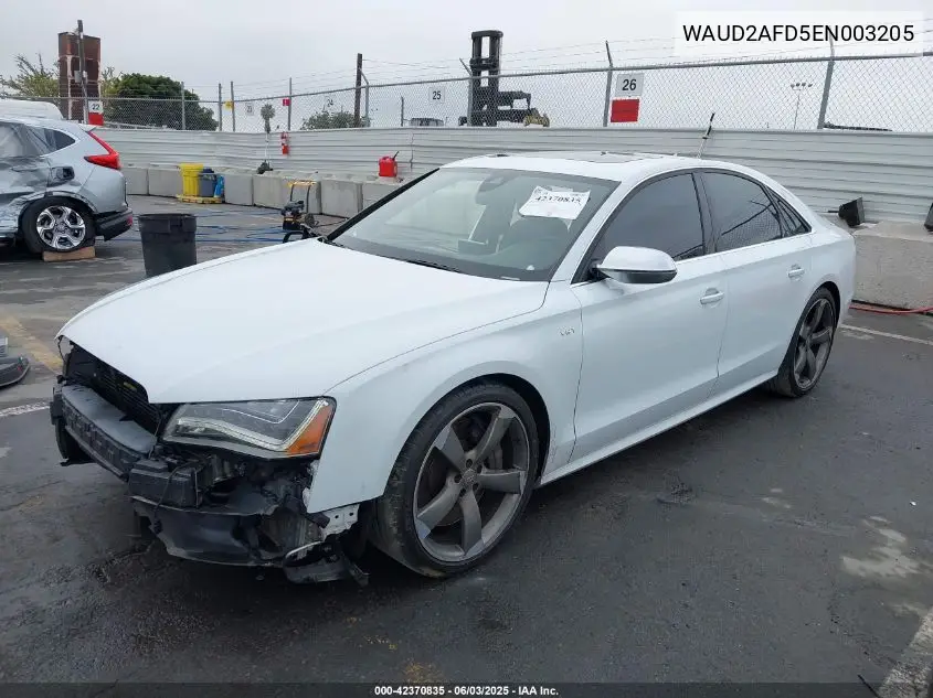 2014 Audi S8 4.0T VIN: WAUD2AFD5EN003205 Lot: 42370835