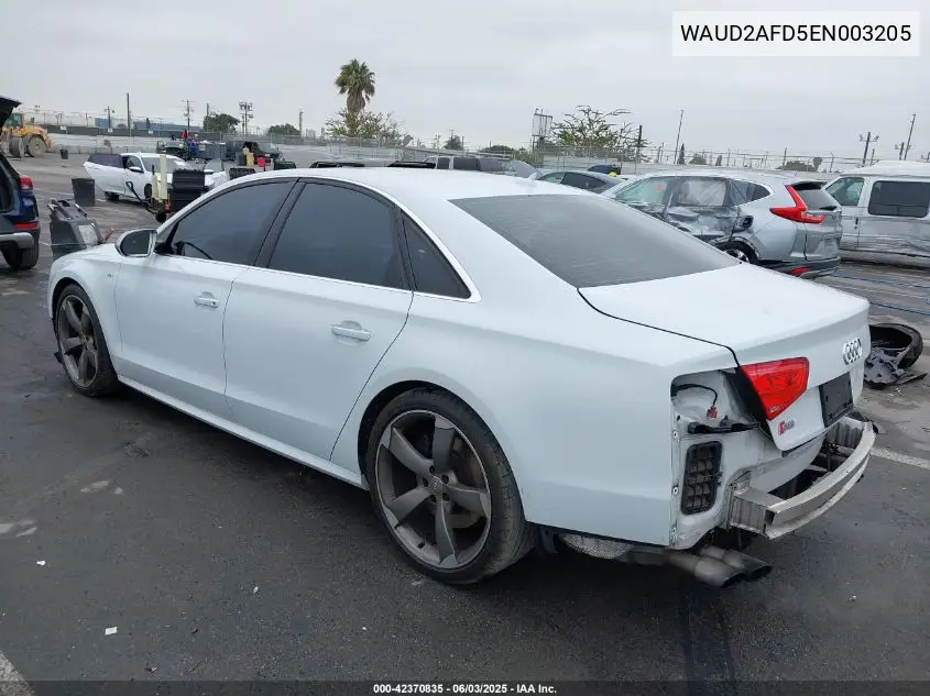 2014 Audi S8 4.0T VIN: WAUD2AFD5EN003205 Lot: 42370835