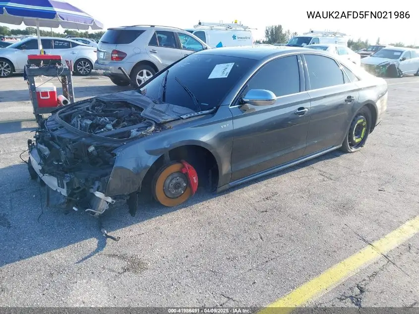 2015 Audi S8 4.0T VIN: WAUK2AFD5FN021986 Lot: 41986491