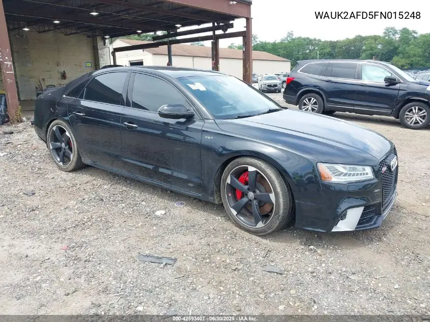 2015 Audi S8 4.0T VIN: WAUK2AFD5FN015248 Lot: 42593407