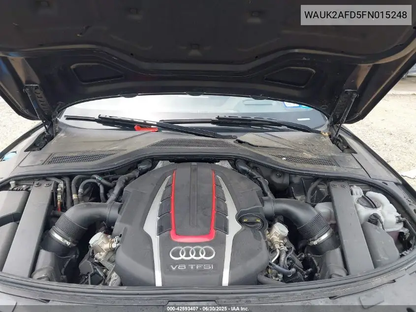2015 Audi S8 4.0T VIN: WAUK2AFD5FN015248 Lot: 42593407