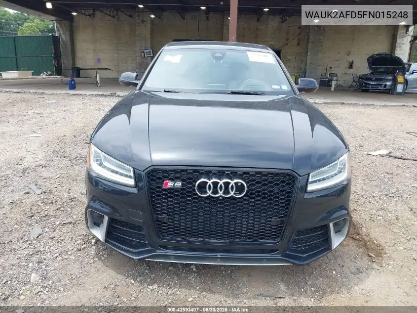 2015 Audi S8 4.0T VIN: WAUK2AFD5FN015248 Lot: 42593407