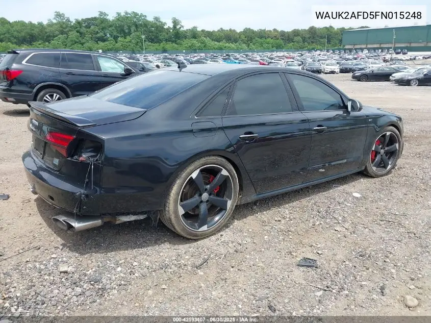 2015 Audi S8 4.0T VIN: WAUK2AFD5FN015248 Lot: 42593407