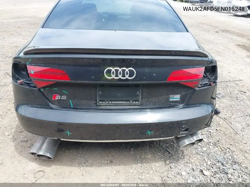 2015 Audi S8 4.0T VIN: WAUK2AFD5FN015248 Lot: 42593407