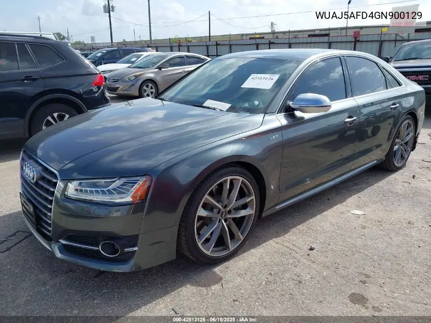 2016 Audi S8 4.0T Plus VIN: WUAJ5AFD4GN900129 Lot: 42513126