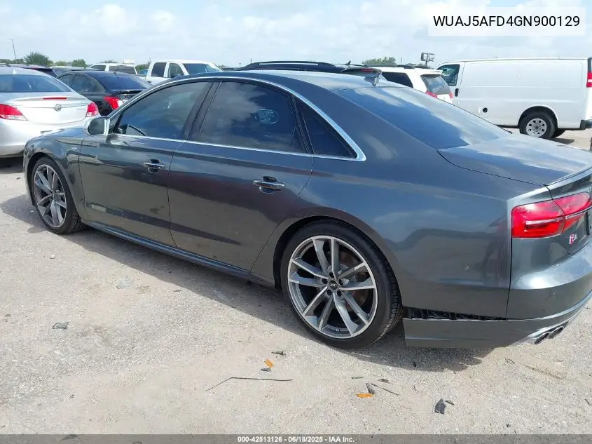 2016 Audi S8 4.0T Plus VIN: WUAJ5AFD4GN900129 Lot: 42513126