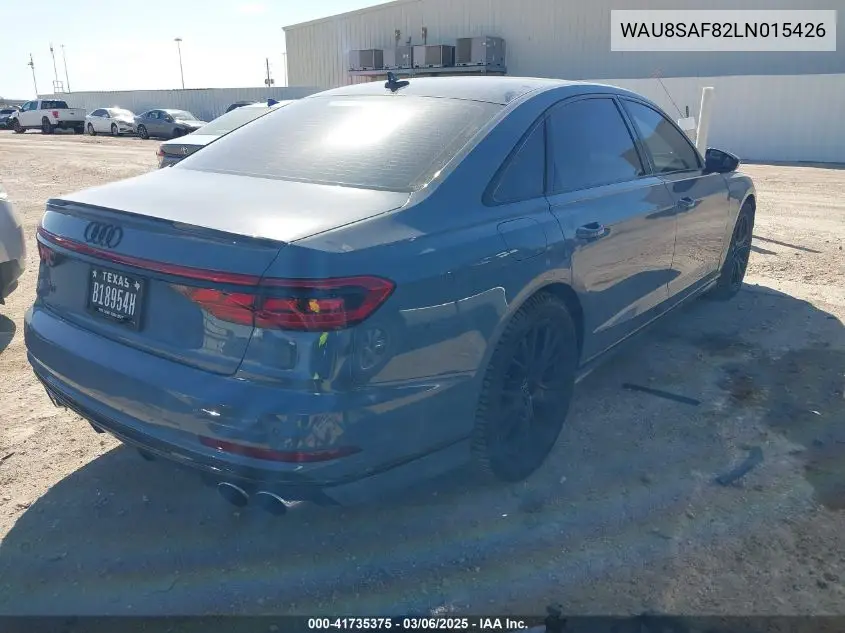 2020 Audi S8 Tfsi Quattro Tiptronic VIN: WAU8SAF82LN015426 Lot: 41735375