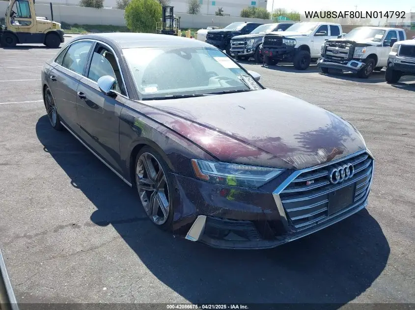2020 Audi S8 Tfsi Quattro Tiptronic VIN: WAU8SAF80LN014792 Lot: 42086675