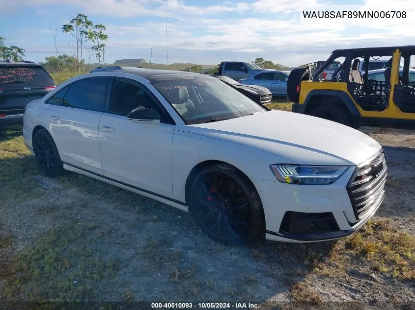 2021 Audi S8 Tfsi Quattro Tiptronic VIN: WAU8SAF89MN006708 Lot: 40510093