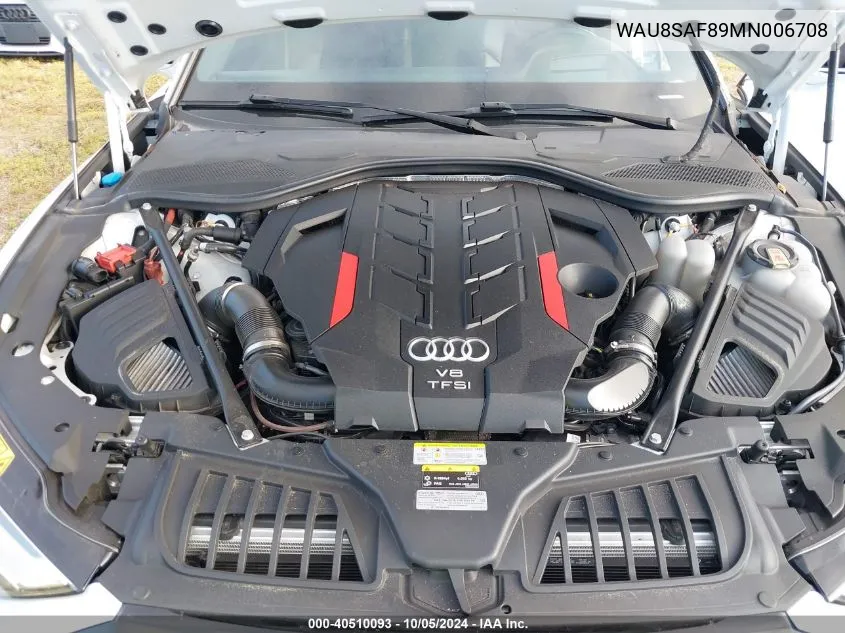 2021 Audi S8 Tfsi Quattro Tiptronic VIN: WAU8SAF89MN006708 Lot: 40510093