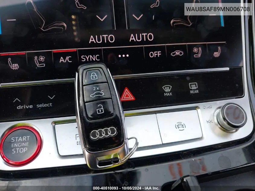 2021 Audi S8 Tfsi Quattro Tiptronic VIN: WAU8SAF89MN006708 Lot: 40510093