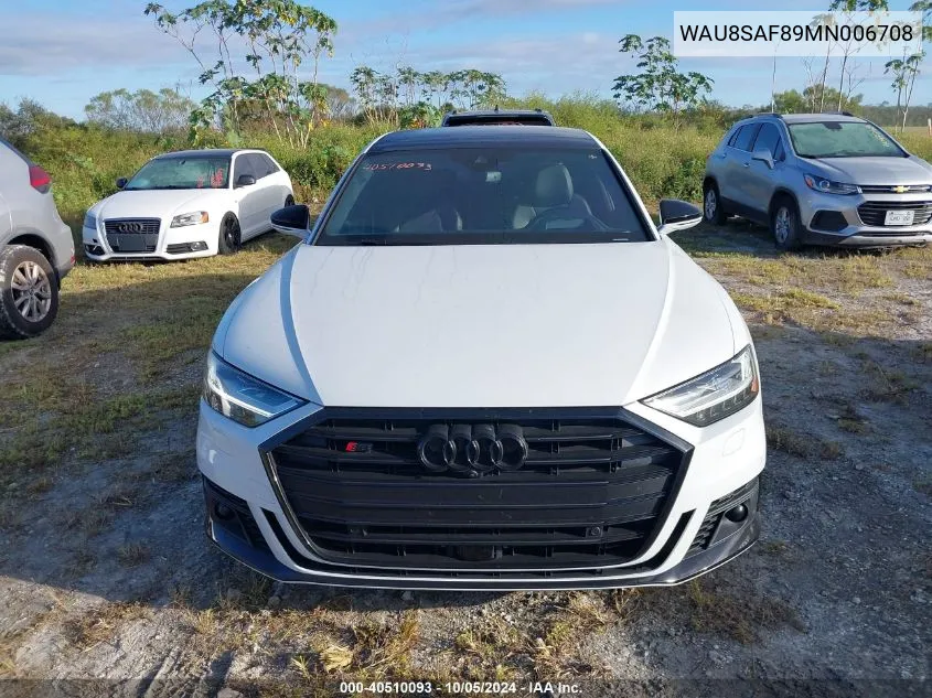 2021 Audi S8 Tfsi Quattro Tiptronic VIN: WAU8SAF89MN006708 Lot: 40510093