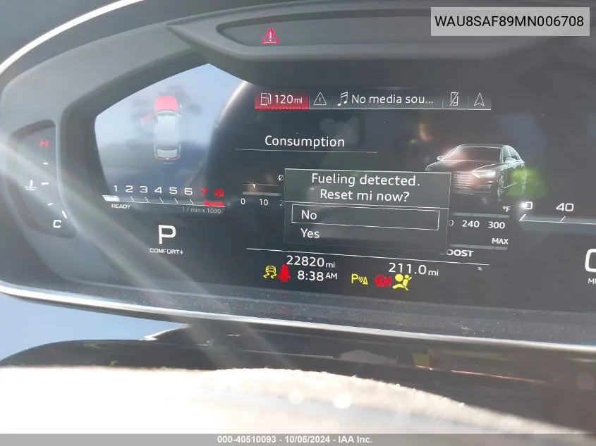2021 Audi S8 Tfsi Quattro Tiptronic VIN: WAU8SAF89MN006708 Lot: 40510093
