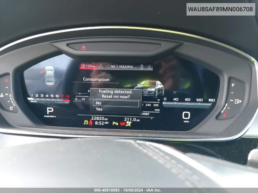 2021 Audi S8 Tfsi Quattro Tiptronic VIN: WAU8SAF89MN006708 Lot: 40510093