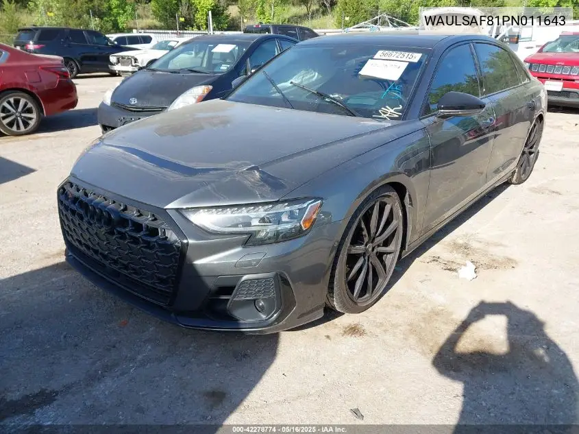 2023 Audi S8 Tfsi Quattro Tiptronic VIN: WAULSAF81PN011643 Lot: 42278774