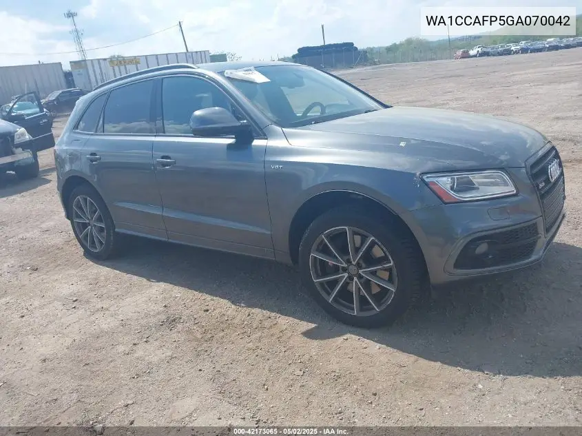 2016 Audi Sq5 Premium Plus VIN: WA1CCAFP5GA070042 Lot: 42173065