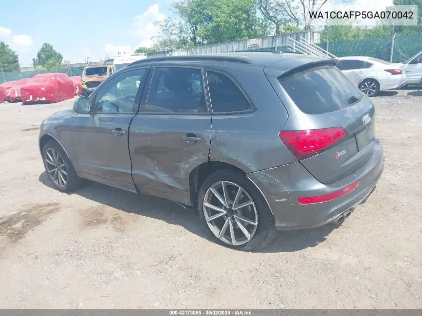 2016 Audi Sq5 Premium Plus VIN: WA1CCAFP5GA070042 Lot: 42173065