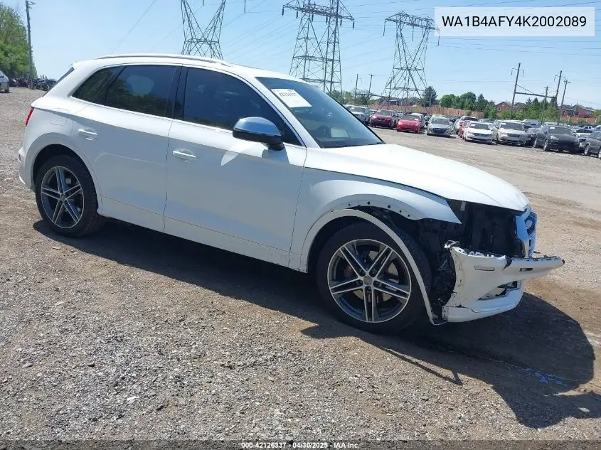 2019 Audi Sq5 3.0T Premium VIN: WA1B4AFY4K2002089 Lot: 42126337