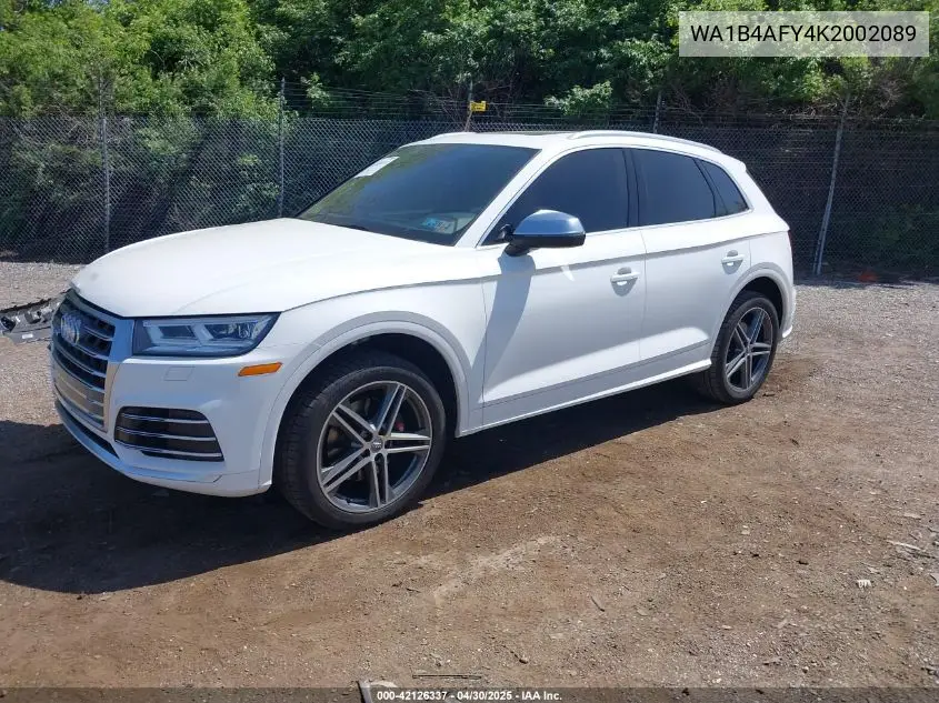 2019 Audi Sq5 3.0T Premium VIN: WA1B4AFY4K2002089 Lot: 42126337