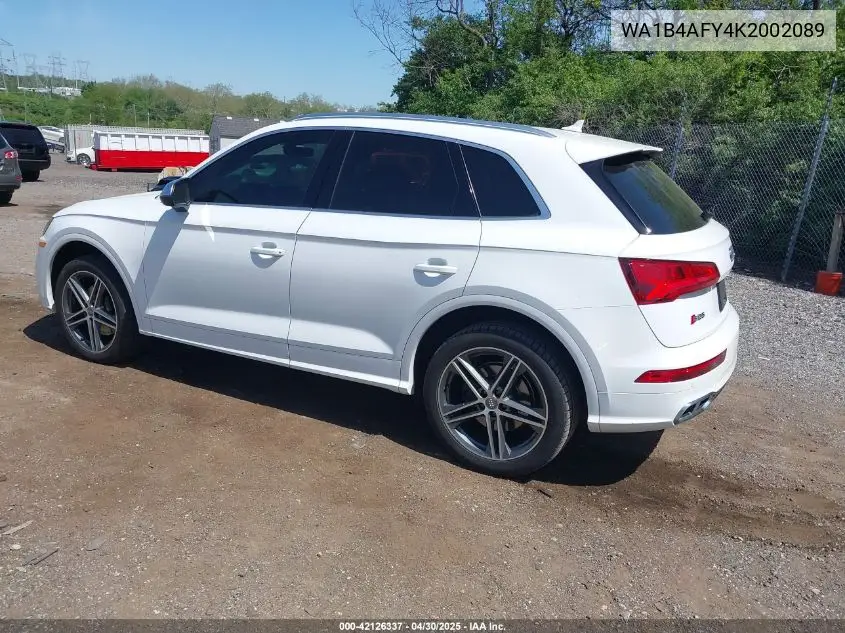 2019 Audi Sq5 3.0T Premium VIN: WA1B4AFY4K2002089 Lot: 42126337