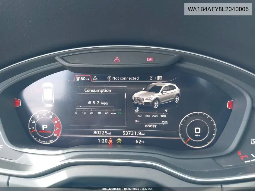 2020 Audi Sq5 Premium Plus Tfsi Quattro Tiptronic VIN: WA1B4AFY8L2040006 Lot: 42205133