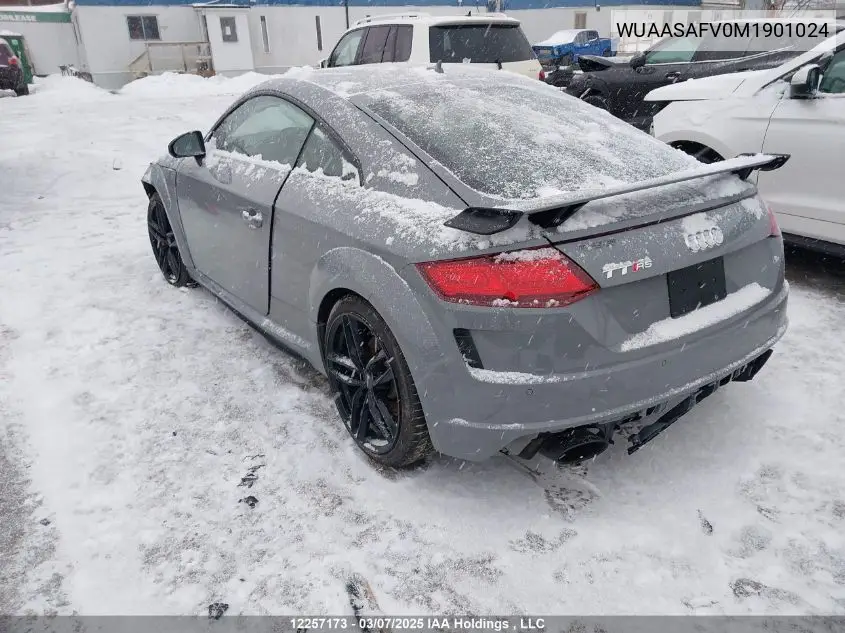 2021 Audi Tt Rs 2.5T VIN: WUAASAFV0M1901024 Lot: 12257173