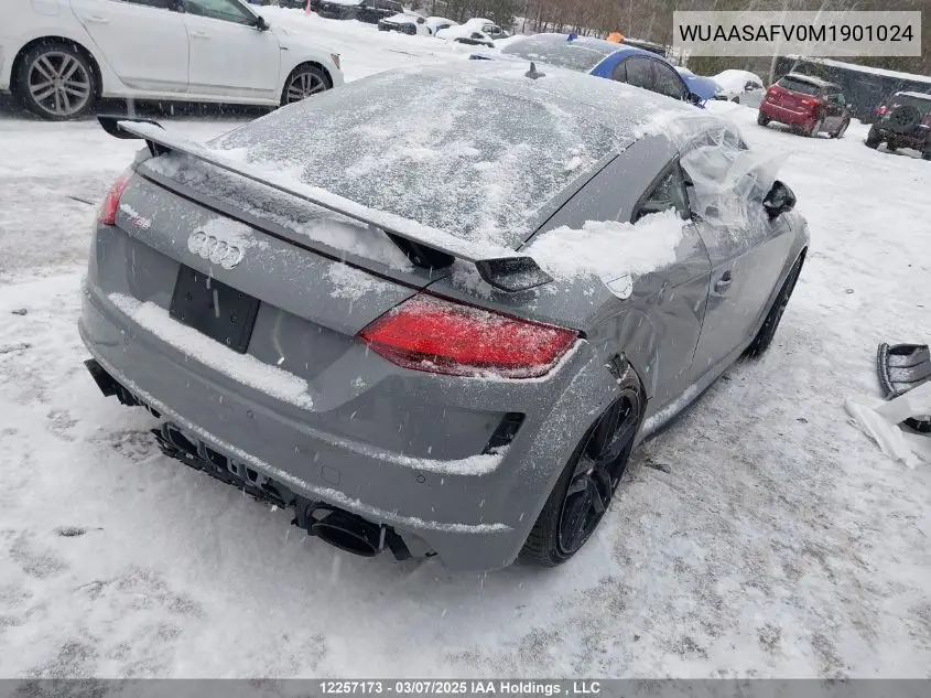 2021 Audi Tt Rs 2.5T VIN: WUAASAFV0M1901024 Lot: 12257173