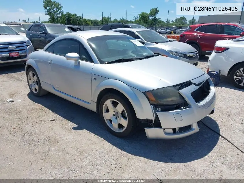 2000 Audi Tt VIN: TRUTC28N6Y1026405 Lot: 42592149