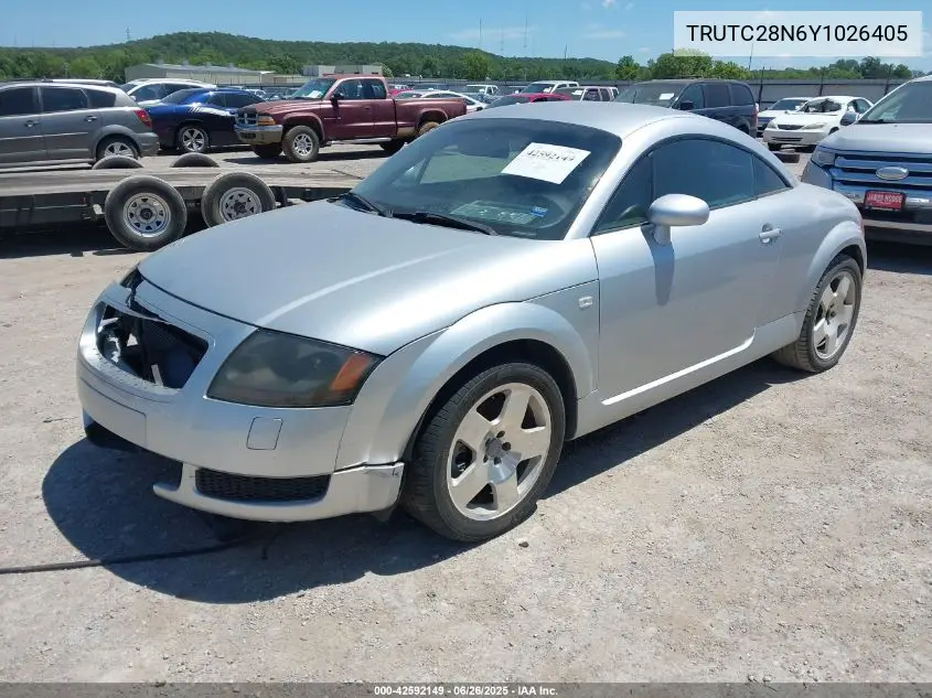 2000 Audi Tt VIN: TRUTC28N6Y1026405 Lot: 42592149
