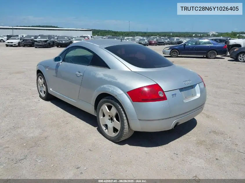 2000 Audi Tt VIN: TRUTC28N6Y1026405 Lot: 42592149