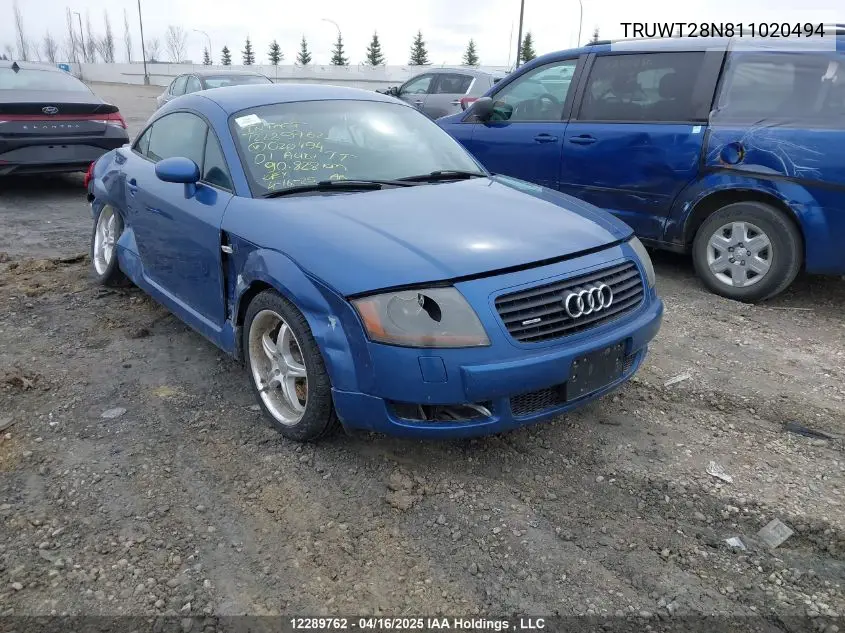 2001 Audi Tt Quaro VIN: TRUWT28N811020494 Lot: 12289762