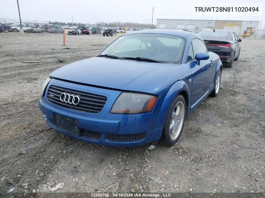 2001 Audi Tt Quaro VIN: TRUWT28N811020494 Lot: 12289762