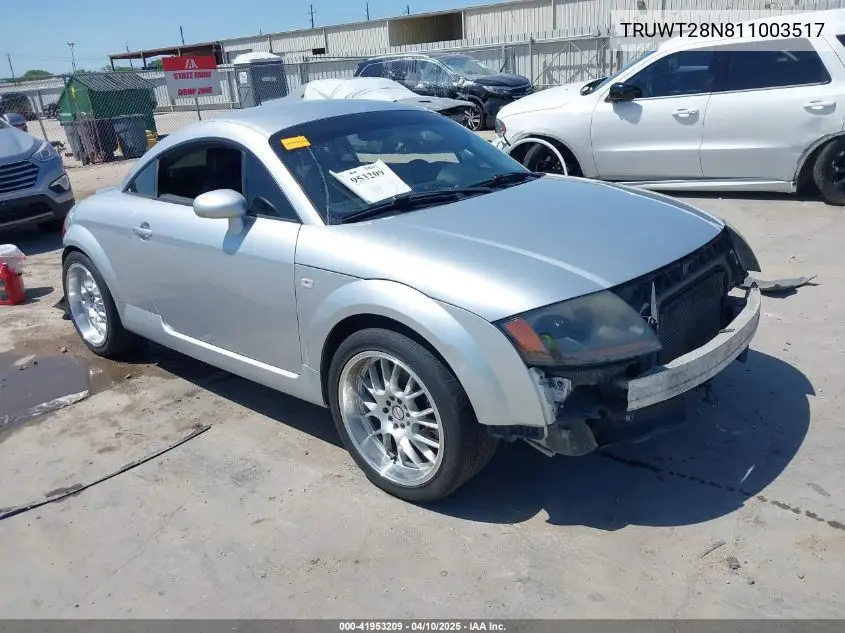 2001 Audi Tt VIN: TRUWT28N811003517 Lot: 41953209