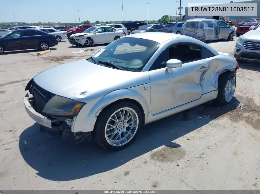 2001 Audi Tt VIN: TRUWT28N811003517 Lot: 41953209