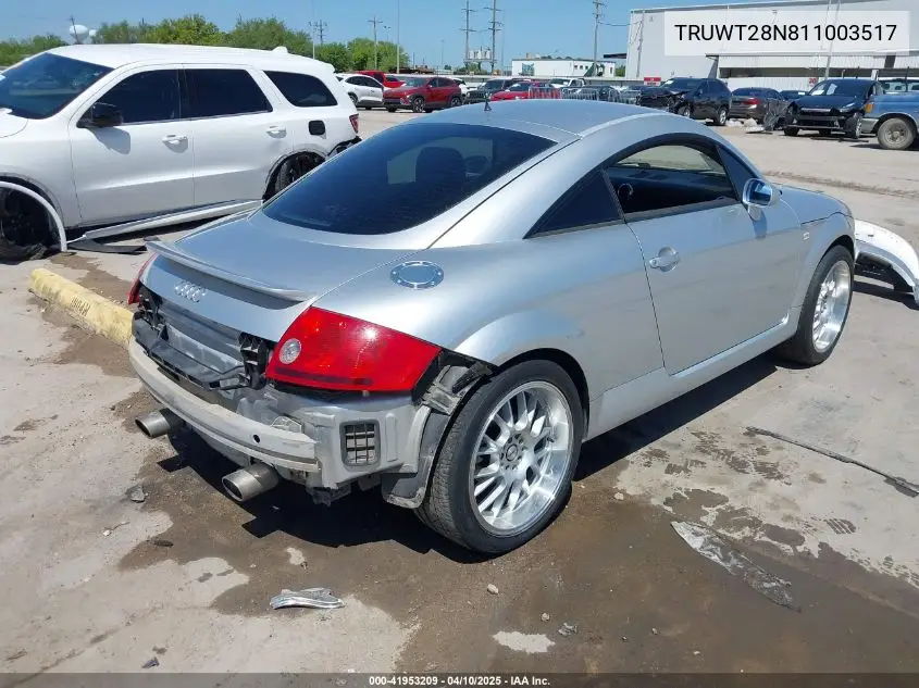 2001 Audi Tt VIN: TRUWT28N811003517 Lot: 41953209
