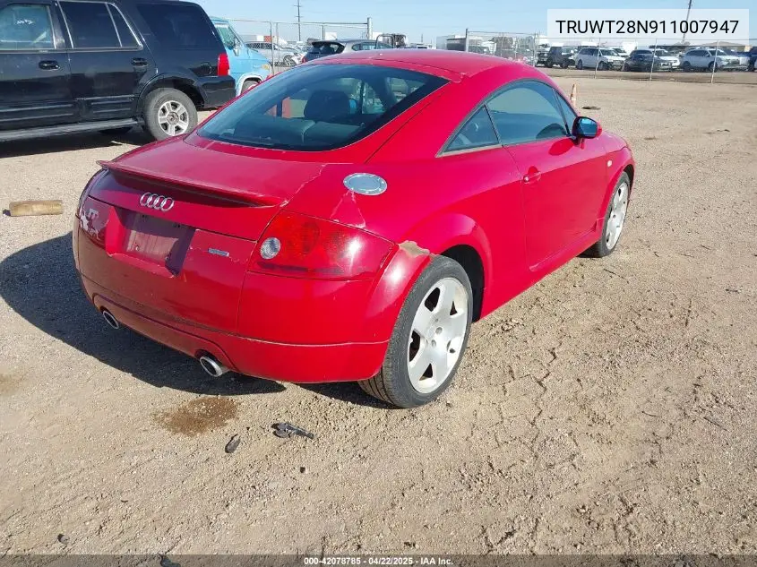 2001 Audi Tt VIN: TRUWT28N911007947 Lot: 42078785