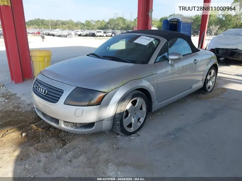 2001 Audi Tt VIN: TRUUT28N811000964 Lot: 42107658