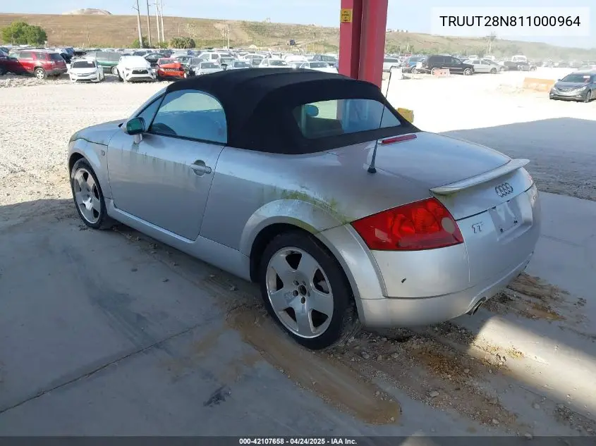 2001 Audi Tt VIN: TRUUT28N811000964 Lot: 42107658