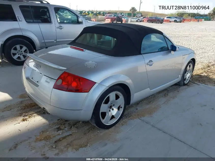 2001 Audi Tt VIN: TRUUT28N811000964 Lot: 42107658