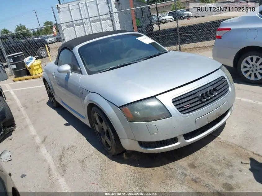 2001 Audi Tt Quattro VIN: TRUUT28N711022518 Lot: 42618672