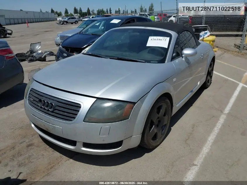 2001 Audi Tt Quattro VIN: TRUUT28N711022518 Lot: 42618672