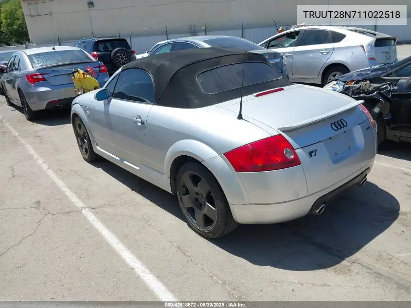2001 Audi Tt Quattro VIN: TRUUT28N711022518 Lot: 42618672