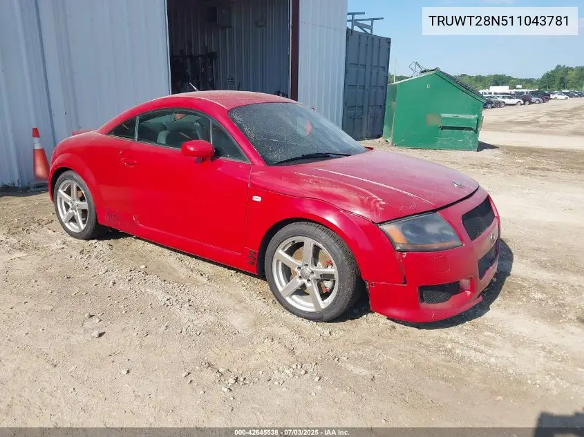 2001 Audi Tt VIN: TRUWT28N511043781 Lot: 42645538