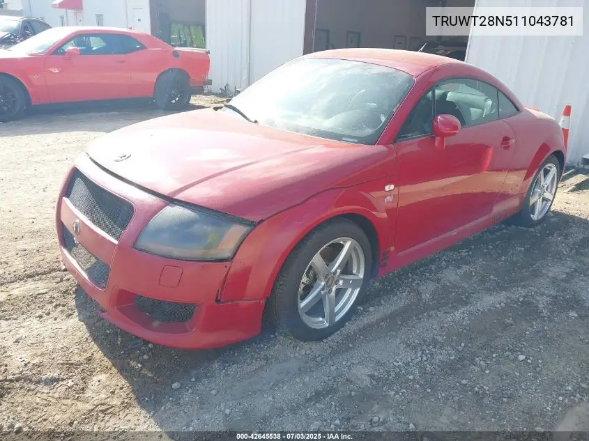 2001 Audi Tt VIN: TRUWT28N511043781 Lot: 42645538