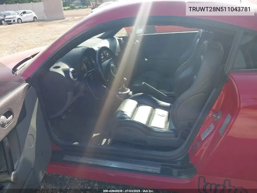 2001 Audi Tt VIN: TRUWT28N511043781 Lot: 42645538