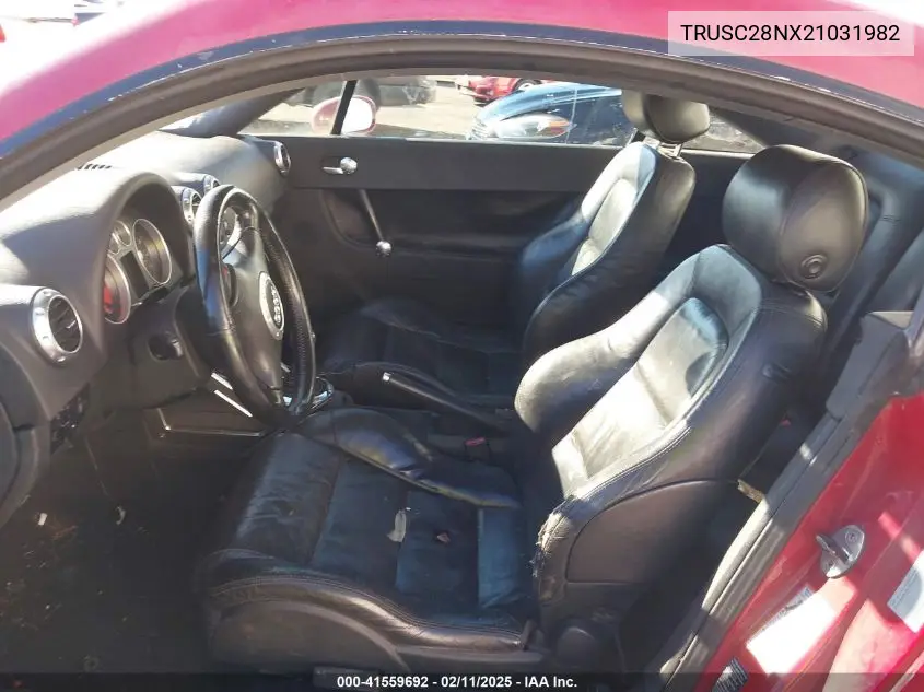 2002 Audi Tt 1.8L VIN: TRUSC28NX21031982 Lot: 41559692