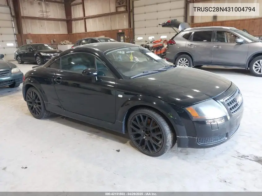 2003 Audi Tt 1.8L VIN: TRUSC28N431004794 Lot: 42151503