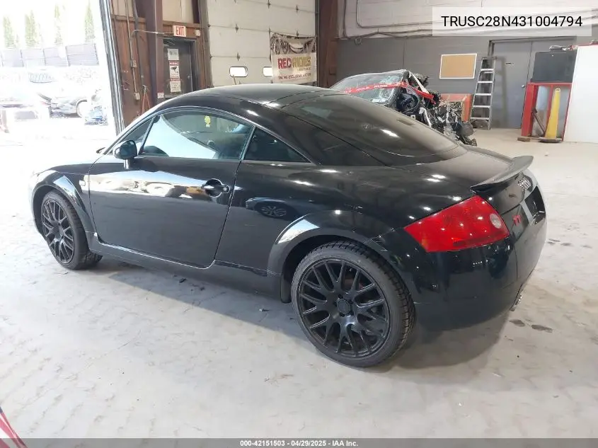 2003 Audi Tt 1.8L VIN: TRUSC28N431004794 Lot: 42151503