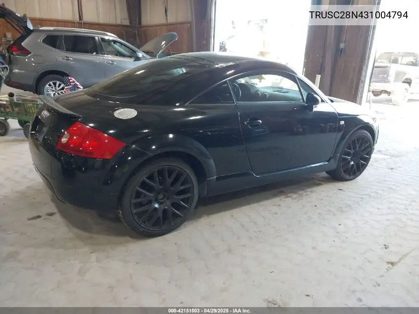 2003 Audi Tt 1.8L VIN: TRUSC28N431004794 Lot: 42151503
