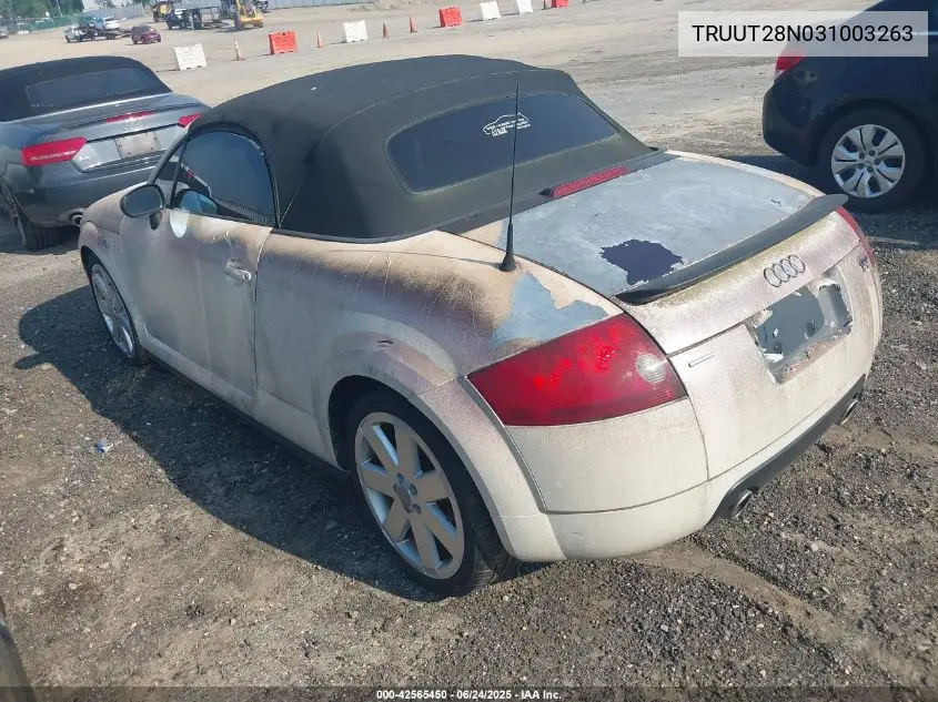 2003 Audi Tt 1.8L VIN: TRUUT28N031003263 Lot: 42565450